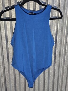 Zara Royal Blue High-Neck Sleeveless Bodysuit